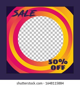 Social Media Template Post with retro style for e-commerce sale promo discount. Can use for advertisement, social media post, web design, gift card, coupon, flyer, poster, and promotion.