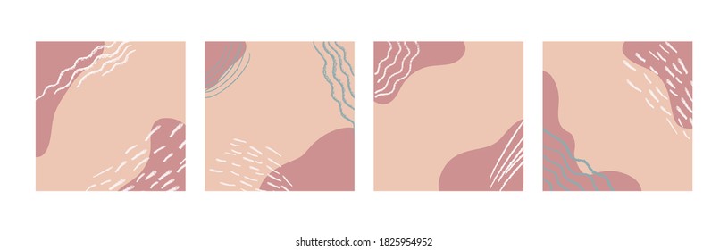Social media template for post in trendy abstract design. Set of vector backgrounds