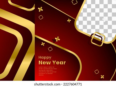 Social media template premium vector with golden in the dark. happy new year.