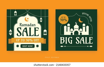 Social media template with Ramadan design. Set of social media post template design. editable square Ramadan banner template. social media post template. Ramadan ads.