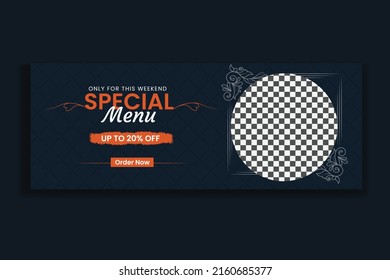 social media template restaurant web banner food menu cover design