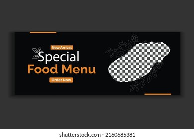 planilla de medios sociales restaurante banner web menú de comida diseño de portada