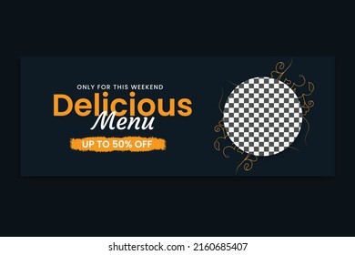 social media template restaurant web banner food menu cover design