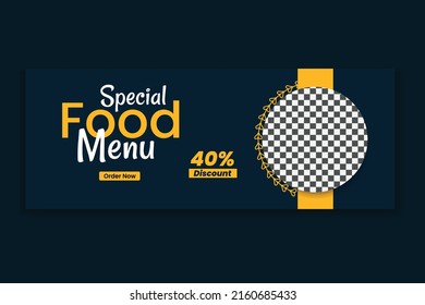 social media template restaurant web banner food menu cover design