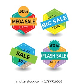 Social media template, set in full color hexagon background. Great vector for sales promotion, online sales, discount coupons, product marketing, web, fashion, online shops etc.