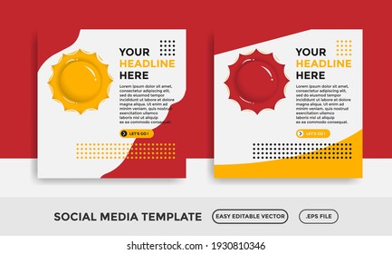 social media template with shape abstract. color red and yellow branding.