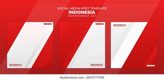 Social media template with simple red and white background, perfect for Indonesia Independence Day