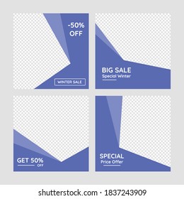 Social media template special winter promotional sale full vector design editable