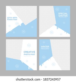 Social media template special winter promotional sale full vector design editable