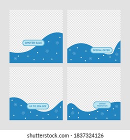 Social media template special winter promotional sale full vector design editable