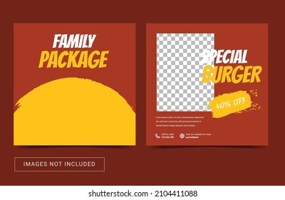 Social media template. Square banner flyer ad promotion. For fashion food culinary marketing business
