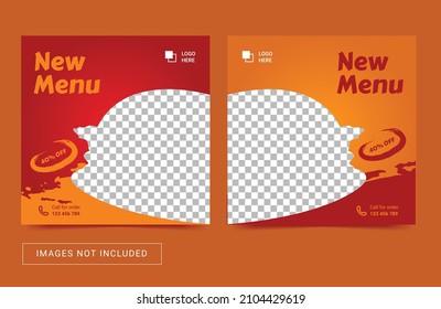 Social media template. Square banner flyer ad promotion. For fashion food culinary marketing business