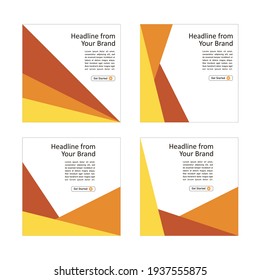 Plantilla de medios sociales en forma cuadrada con variaciones de color cálidas. Se puede aplicar tanto para la portada como para el interior.
