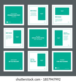 Social media template teal color for promotional business sale editable vector