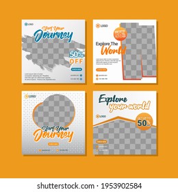Social media template, travelling theme. Suitable for online stores in promoting a product or brand