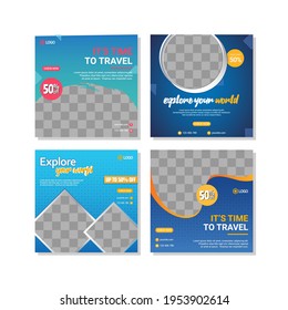 Social media template, travelling theme. Suitable for online stores in promoting a product or brand