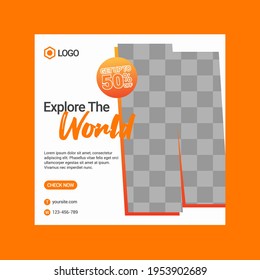 Social media template, travelling theme. Suitable for online stores in promoting a product or brand