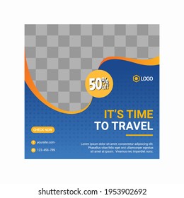 Social media template, travelling theme. Suitable for online stores in promoting a product or brand