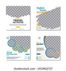 Social media template, travelling theme. Suitable for online stores in promoting a product or brand