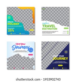 Social media template, travelling theme. Suitable for online stores in promoting a product or brand