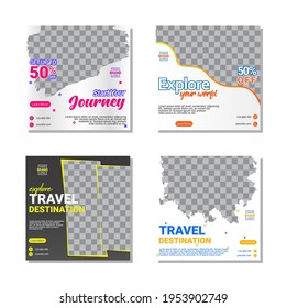 Social media template, travelling theme. Suitable for online stores in promoting a product or brand