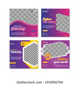 Social media template, travelling theme. Suitable for online stores in promoting a product or brand