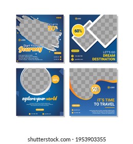 Social media template, travelling theme. Suitable for online stores in promoting a product or brand