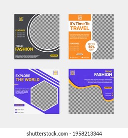 Social media template, travelling theme. Suitable for online stores in promoting a product or brand