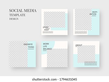 Social media template. Trendy editable Instagram post template. Mockup isolated. Template design. Vector illustration.