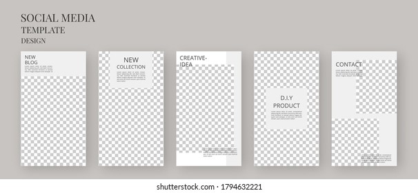 Social media template. Trendy editable Instagram stories template. Mockup isolated. Template design. Vector illustration.