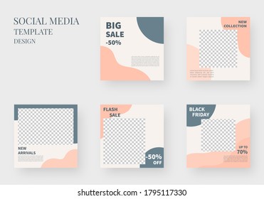 Social media template. Trendy editable Instagram post template. Mockup isolated. Template design. Vector illustration.