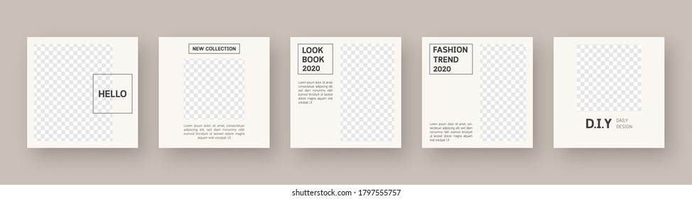 Social media template. Trendy editable social media post template. Mockup isolated. Template design. Vector illustration.