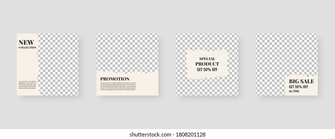 Social media template. Trendy editable social media post template. Mockup isolated. Template design. Vector illustration.