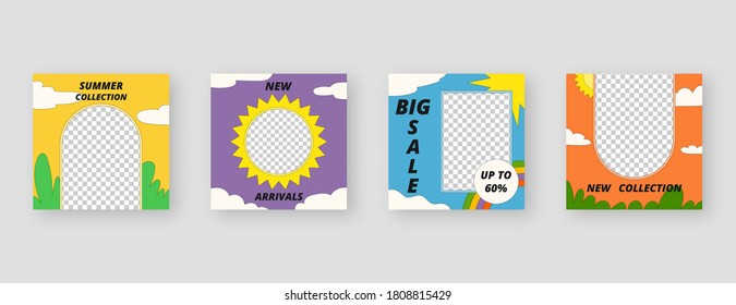 Social media template. Trendy editable social media post template. Mockup isolated. Template design. Vector illustration.