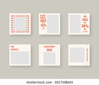 Social media template. Trendy editable social media post template. Mockup isolated. Template design. Vector illustration.