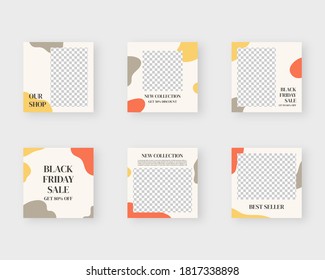 Social media template. Trendy editable social media post template. Mockup isolated. Template design. Vector illustration.