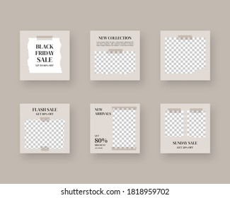 Social media template. Trendy editable social media post template. Mockup isolated. Template design. Vector illustration.