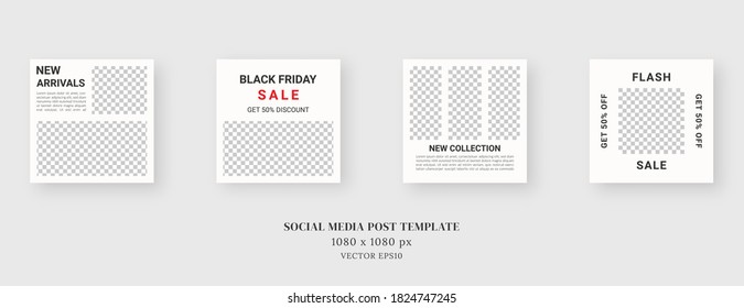 Social media template. Trendy editable social media post template. Mockup isolated. Template design. Vector illustration.