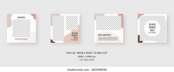 Social media template. Trendy editable social media post template. Mockup isolated. Template design. Vector illustration.