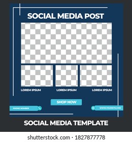 Social media template. Trendy editable social media post template. Mockup isolated. Template design. Vector illustration.