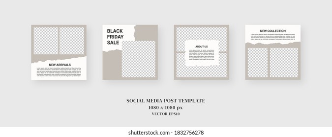 Social media template. Trendy editable social media post template. Mockup isolated. Template design. Vector illustration.