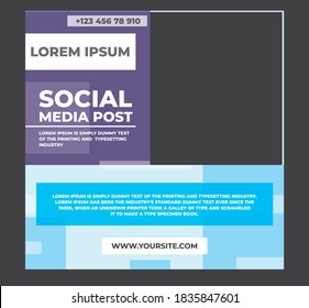 Social media template. Trendy editable social media post template. Mockup isolated. Template design. Vector illustration.