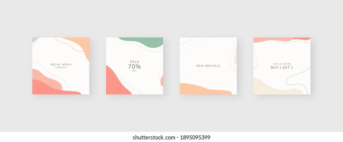 Social media template. Trendy editable social media post template. Mockup isolated. Template design. Vector illustration.