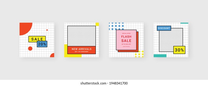 Social media template. Trendy editable social media post template. Mockup isolated. Template design. Vector illustration.
