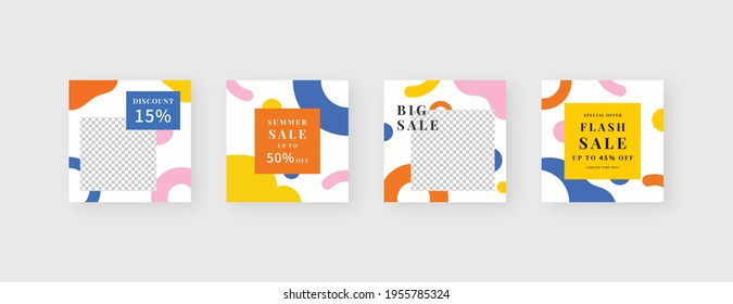 Social media template. Trendy editable social media post template. Mockup isolated. Template design. Vector illustration.