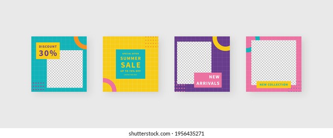 Social media template. Trendy editable social media post template. Mockup isolated. Template design. Vector illustration.