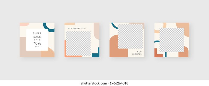 Social media template. Trendy editable social media post template. Mockup isolated. Template design. Vector illustration.