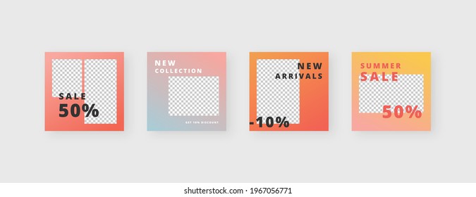 Social media template. Trendy editable social media post template. Mockup isolated. Template design. Vector illustration.