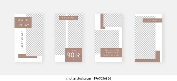 Social media template. Trendy editable social media stories template. Mockup isolated. Template design. Vector illustration.