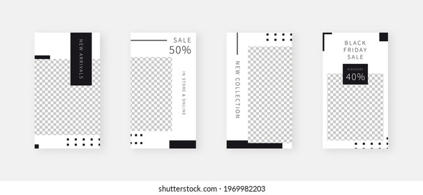 Social media template. Trendy editable social media stories template. Mockup isolated. Template design. Vector illustration.